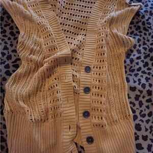 Mudd Beige Open-Knit Cardigan